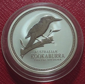 Moneda de 2 dólares Australia Cucaburra 2003 2 oz Troy plata fina 9999 en cápsula como nueva - Imagen 1 de 4