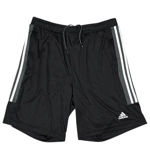 Pantalones Cortos Atléticos Adidas Para Hombre Negro Blanco Rayas Logo Cordón L - Imagen 1 de 5
