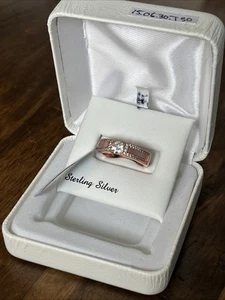 14K Rose Gold Over Sterling Silver Pink MOP & Cubic Zirconia Ring - Size 7 - Imagen 1 de 10