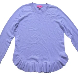 Lilly Pulitzer Pullover Damen große Estela Rüschen lila Kaschmirmischung LESEN - Bild 1 von 8