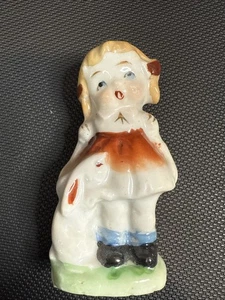 Occupied Japan Miniature Little Girl With Bunny Rabbit Figurine 2.75” Tall - Picture 1 of 5