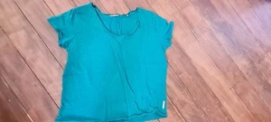 Marco Polo Denim Damen T-Shirt Gr. 44 grün lässig V Ausvhnitt Rollbund - Bild 1 von 2