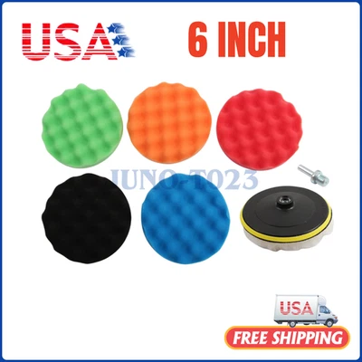 7PCS Polishing Pad 6inch Car Polisher Foam Buffer Waxing Finishing Buffing Wheel - Image 1 of 4