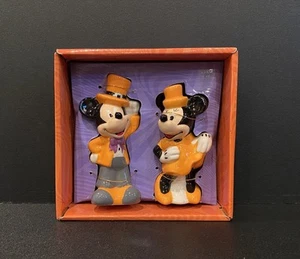 Mickey & Minnie Mouse Halloween Set of 2 Ceramic Salt Pepper Shakers Suit Dress - Picture 1 of 10