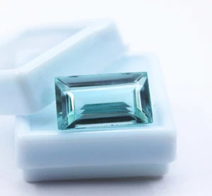 🌊 Natural 13.20 Ct Brazil Aquamarine Light Blue Baguette Cut Loose Gem jewelry - Picture 1 of 12