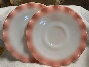 Set of 2 Vintage Hazel Atlas Crinoline Ripple Pink 5" Plates - Picture 1 of 10