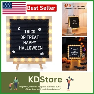Light-Up Felt Letter Board Sign with LED Illumination - 10x10" Message Board ... - Picture 1 of 10