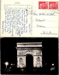 Postal de colección - París de noche - Arco de Triunfo del Etoile bajo luz de inundación - Imagen 1 de 1