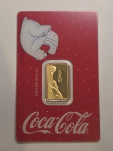 5 gram 999 Gold Bar Swiss Made PAMP Coca-Cola® Company Polar Bear in Assay - Picture 1 of 6