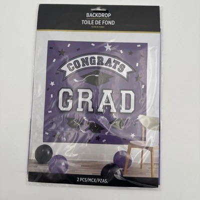 Telón de fondo para decoración de fiesta de graduación "Felicidades grado" 32,5x65 pulgadas pancarta 2 piezas Foto 1 de 4