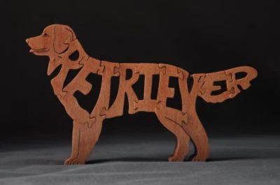 Деревянный игрушечный пазл амишей собака золотистый ретривер красная фигурка искусство - Изображение 1 из 3