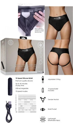 Slip con vibrazione mutanda strap on per dildo fallo vibratore plug indossabile - Immagine 1 di 4