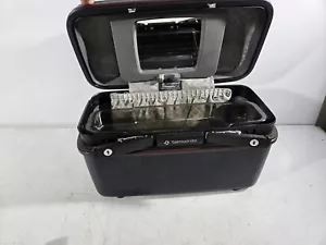 VINTAGE 90’s SAMSONITE TRAIN CASE Silhouette 4 Dark Blue Makeup Mirror 2 Keys - Picture 1 of 8