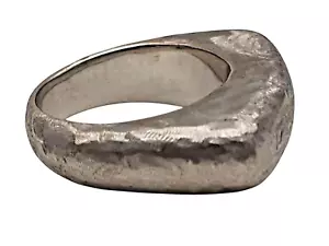 Anello donna in oro bianco massiccio 18 kt FIRMATO ARTISTA misura 5,75 - Foto 1 di 5