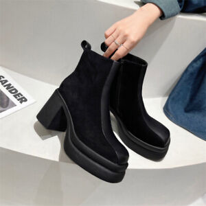 Bottega Veneta Ladies Ankle Boots Leather High Block Heel Inside Zipper Chelsea