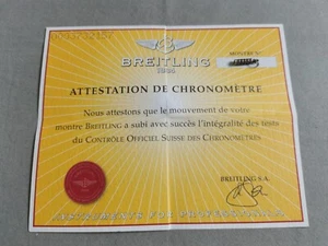 Breitling Vintage Paper Attestation De Chronometre Wie Neu Condition T3 - Bild 1 von 4