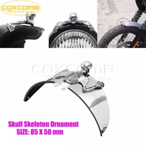 Skeleton 4-1/2" 5-3/4" Headlamp Visor Headlight Ornament for Cafe Racer Chopper - Imagen 1 de 9