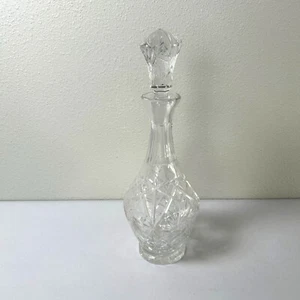Vintage Crystal Cut Glass Decanter with Stopper Star Hobstar Pattern - Picture 1 of 11