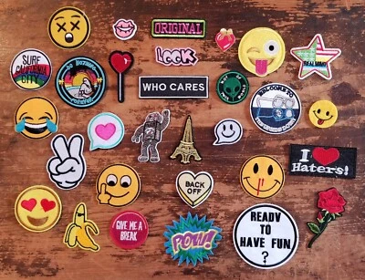 Patches Lot of 30 Total Iron-On New Patch Fashion Embroidered Never Used - Image 1 of 4