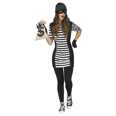 Adult Women's Burglar Babe Halloween Costume Dress Cape Gloves Eye Mask S/M - Image 1 of 3