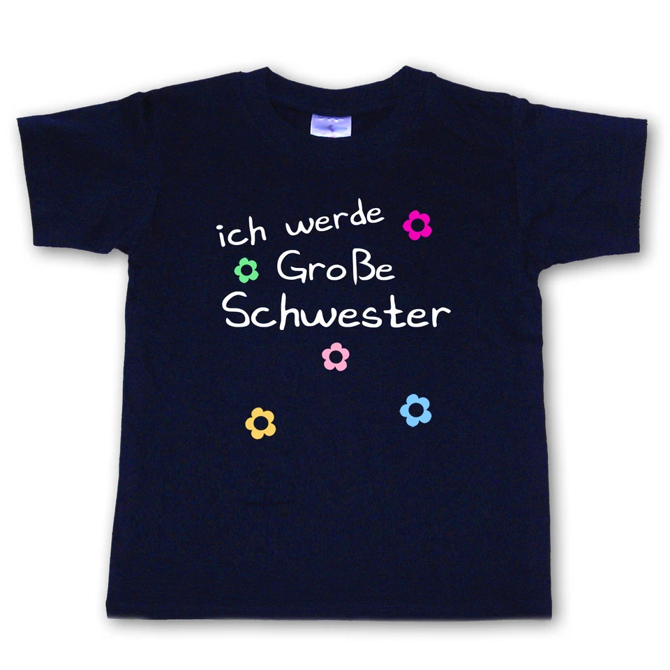 T Shirt ich werde Große Schwester WAHL Motiv Wunschname Größe ab 86/92 NEU