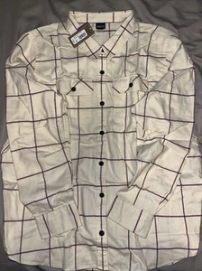 NWT Patagonia Women's L/S Organic Cotton Midweight Fjord Flannel Cream Purple - Picture 1 of 1