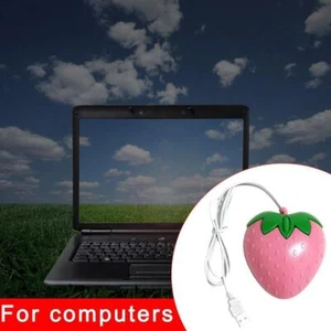 Cute Pink Strawberry Wired Mouse USB PC Computer Laptop Y8 Lot W9G7 - Picture 1 of 8