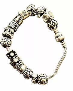 Authentic Pandora Sterling Silver Bracelet and Charms Lot - Picture 1 of 22