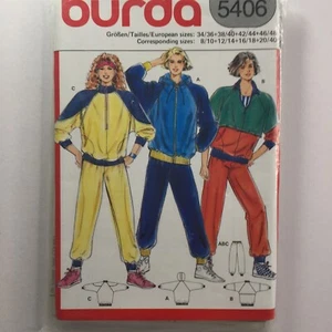 Burda 5406 Jogging Trousers Raglan Zip Sweatshirt Ladies New Uncut Pattern - Picture 1 of 10