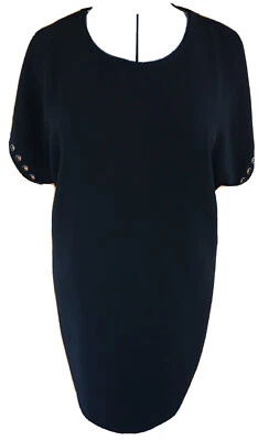 Muse Woman Size 10 Black Short Sleeved Pull Over Lined Zip Back Shift dress - Image 1 of 4