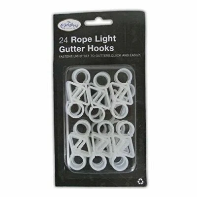 ROPE LIGHT HOLDER GUTTER HOOK SET OUTSIDE HANGING CLIP PLASTIC CHRISTMAS 24pcs - Image 1 of 4