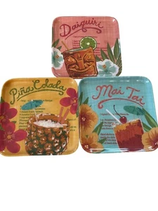 Tommy Bahama Pina Colada Square Melamine Tropical Coasters Mai Tia Tiki Set Of 5 - Picture 1 of 7