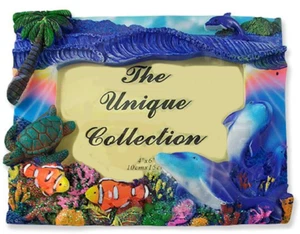 Dolphin Underwater 3D Photo Picture Frame Polyresin Hand Painted Childrens Gift - Picture 1 of 3