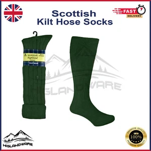 Men Socks/Hose Highland Kilt Dress Socks Green Scottish Piper's Kilt Wool Socks - Picture 1 of 1