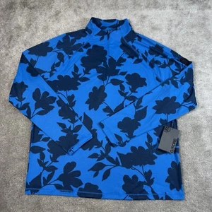 G/FORE Mens 1/4 Zip Pullover Medium Racer Blue Tonal Floral Luxe Mid Layer Golf - Picture 1 of 10