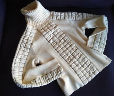 Chanel choco bar motif sweater turtleneck quilted ivory cream off-white CC WARM - Image 1 of 4