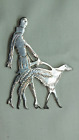 Solid Silver Art Deco Brooch Greyhound and Lady wearing Scarf London 1994