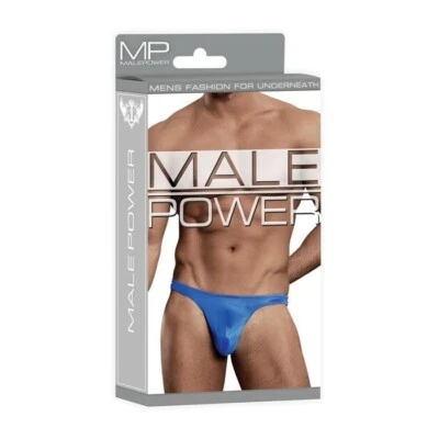 MALE POWER BONG THONG SATIN BLUE - Image 1 of 4