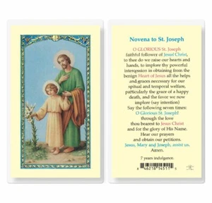 Novena Prayer to Saint St. Joseph - Laminated Holy Card E24-639 - Picture 1 of 4