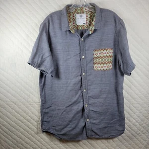 ON THE BYAS Short Sleeve Button-Up Shirt Aztec Size Large Greyish/blue - Picture 1 of 8