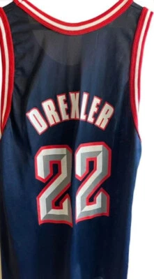 CAMISETA DE BALONCESTO CLYDE DREXLER HOUSTON ROCKETS por Champion Talla 44 Azul Rojo Foto 1 de 2