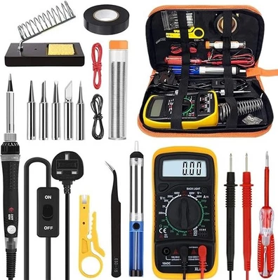 Corded Electric Soldering Iron Kit LCD Backlit Screen Portable 5 Tips 60W 18PCs - Image 1 of 4