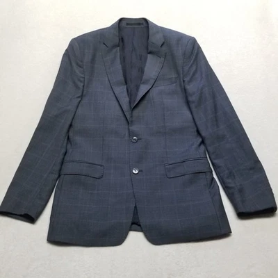 Versace Collection 40R Sport Coat Blue Plaid Wool Blend 2-Button Classic Blazer - Image 1 of 4