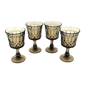 4 Vintage Noritake Perspective Smoke Brown Wine/Water Goblets 6.5” MCM Japan - Picture 1 of 12