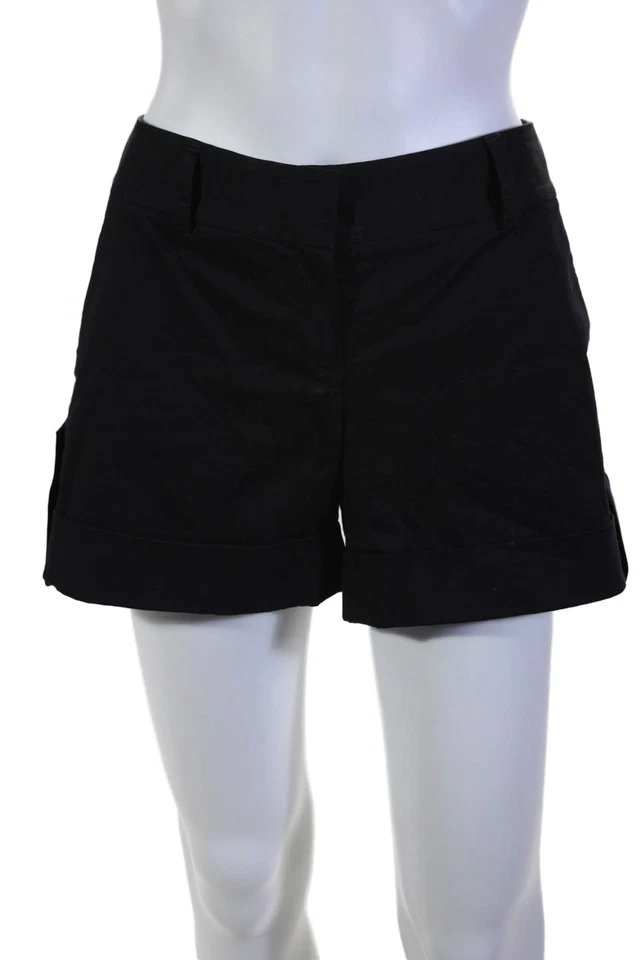 Шорты женские Theory с застежкой-крючком плоские передние карманы манжеты подол черные размер 4 - Изображение 1 из 4