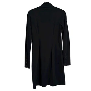 Title Nine Athletic Black Long Sleeve Turtleneck Dress Stretch Buttons Sz Small - Picture 1 of 8