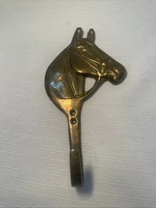 Vintage Brass Horse Head Equestrian Wall Hanger Coat Hat Hook - Picture 1 of 5