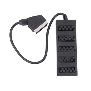 21Pin Scart 5 Way Splitter 21p Scart Male to 5 Female Adapter Connector 57137 - Afbeelding 1 van 7