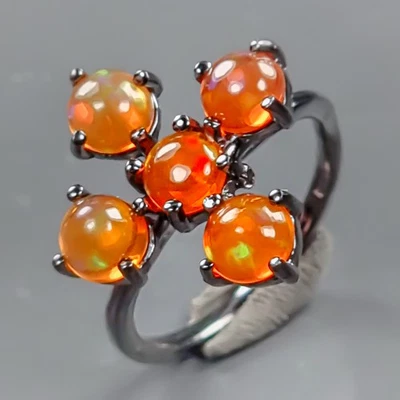 Anillo Hecho a Mano Anillo Ópalo Naranja Natural Plata de Ley 925 Talla 5.5/R433130 Foto 1 de 4