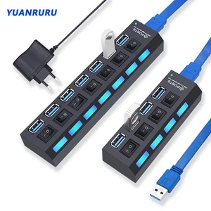 USB 3.0 Power Adapter 4/7 Port Multi USB Splitter Hub USB Hub 2.0 USB Multiple - Picture 1 of 5